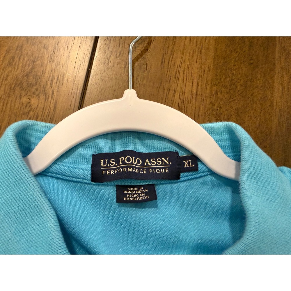 US Polo Assn Mens XL Light Blue Performance Pique Short Sleeve Polo Shirt - Picture 4 of 4